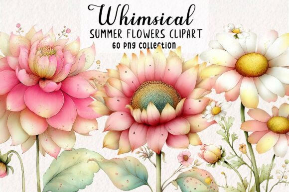 Download Whimsical Summer Flowers Clipart PNG - Premium Resources