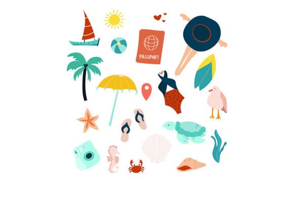 Download Summer Seaside Vacation Doodle Set - Vacation Collection